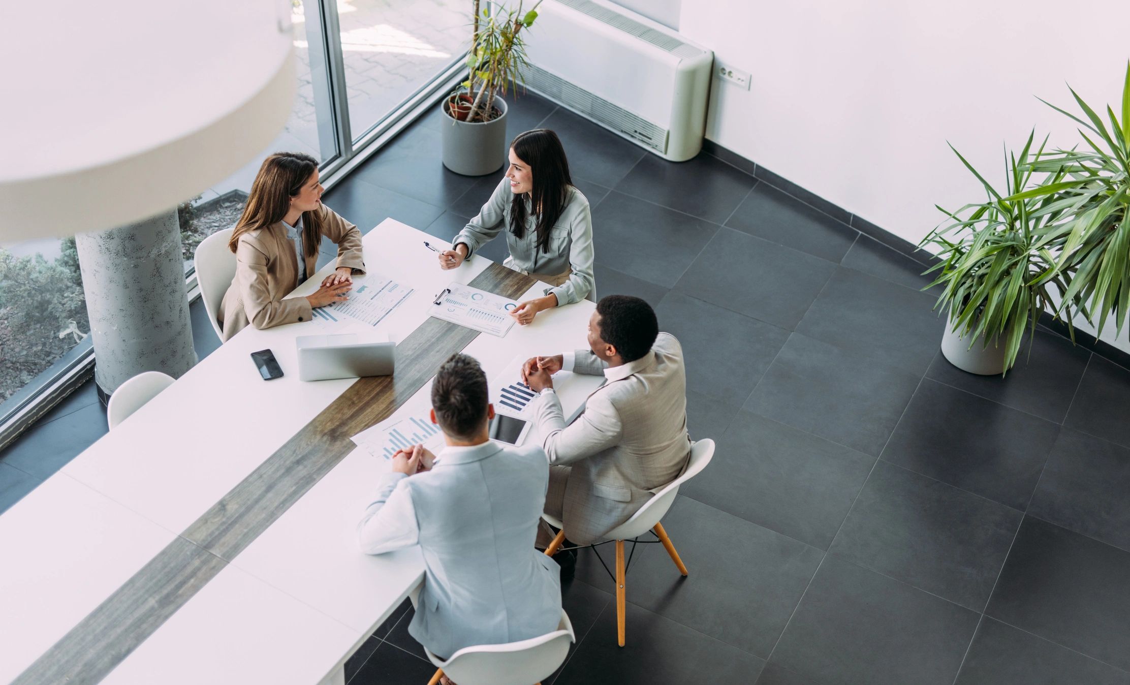 Corporate meeting from above view